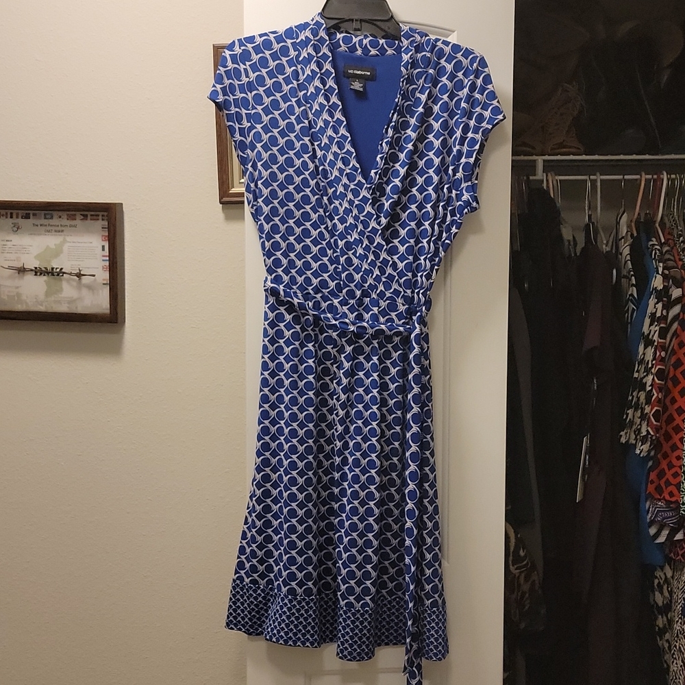Blue and White Wrap Dress